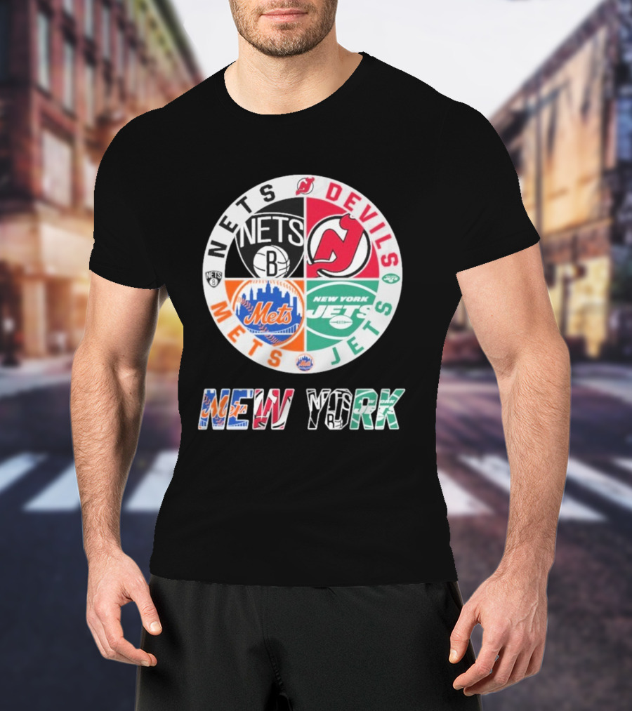 Brooklyn Nets New Jersey Devils New York Mets Jets New York T-Shirt