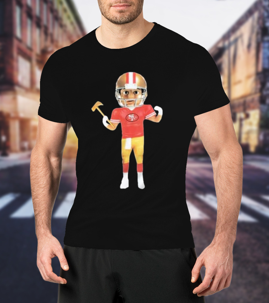 49Ers X Gorf Bobblehead Football Figure With Helmet And Pickaxe T-Shirt