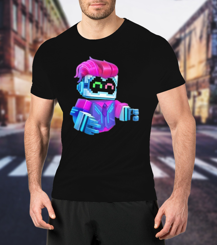 Cubic Games Cyber Robbie Pixelated Character Neon T-Shirt