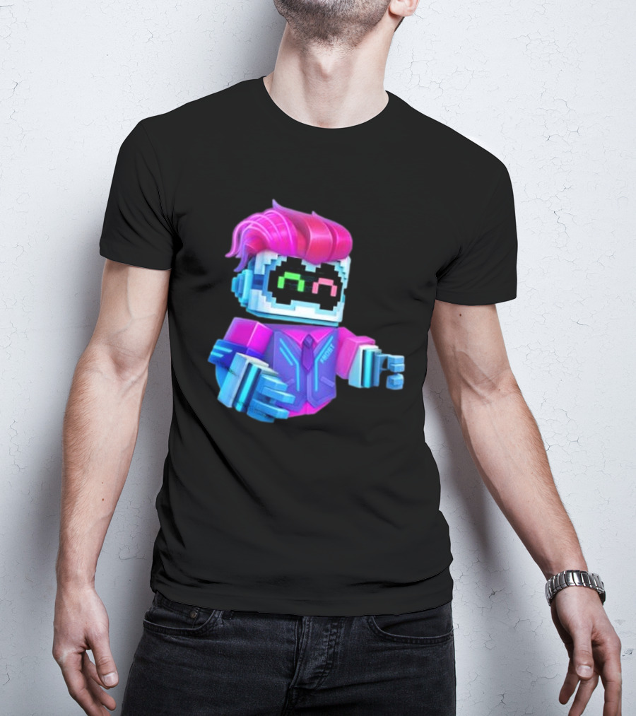 Cubic Games Cyber Robbie Pixelated Character Neon T-Shirt