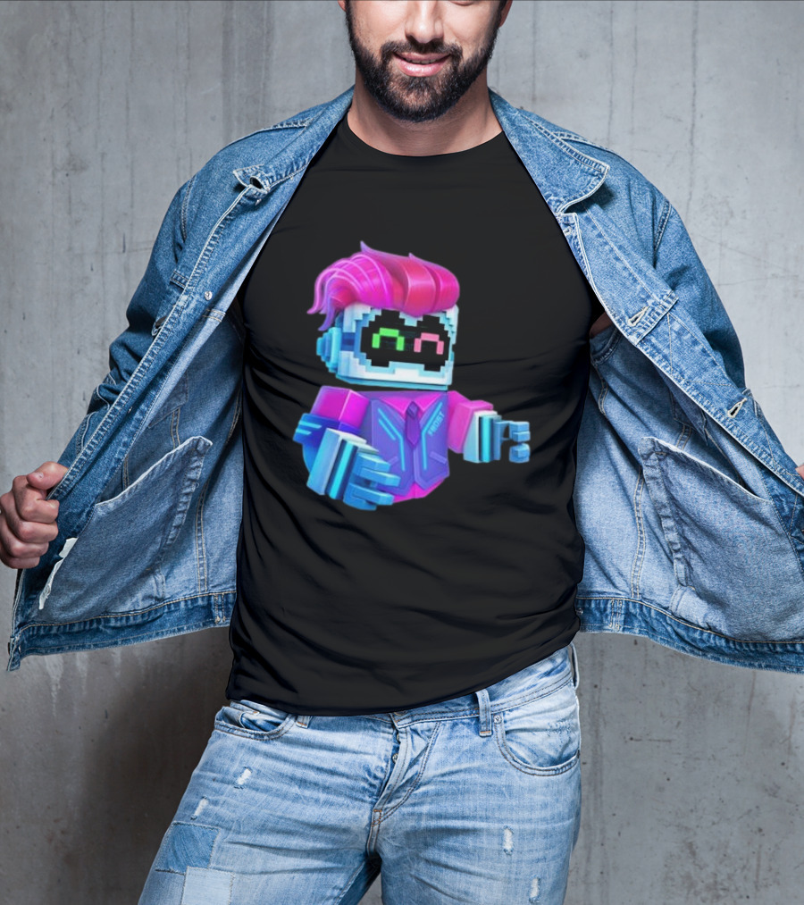 Cubic Games Cyber Robbie Pixelated Character Neon T-Shirt