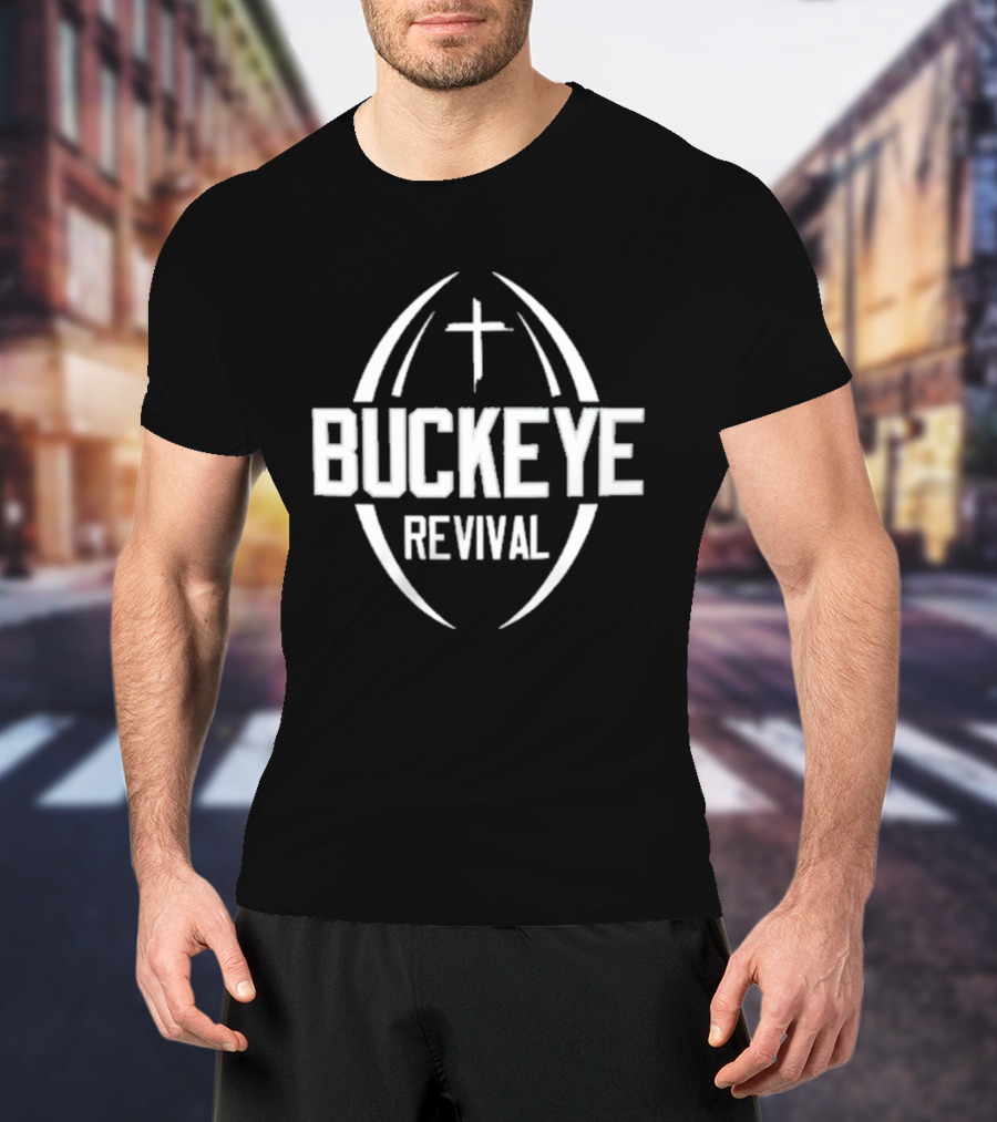 Buckeye Revival Football Faith Cross Emblem T-Shirt