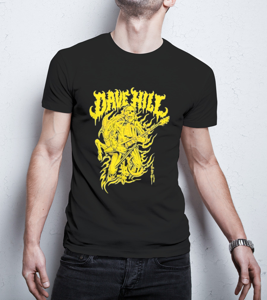 Dave Hill Skullface Yellow Flame Guitar Art By Tim Lehi T-Shirt
