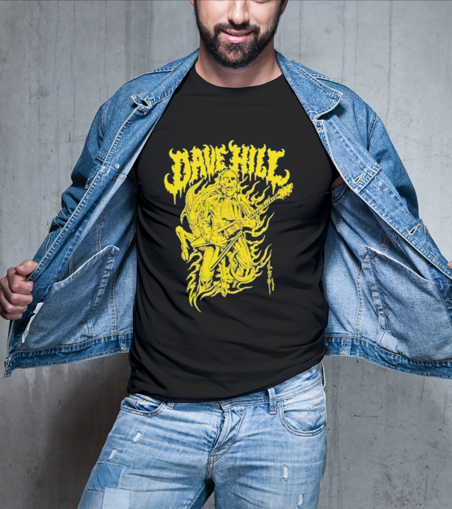 Dave Hill Skullface Yellow Flame Guitar Art By Tim Lehi T-Shirt