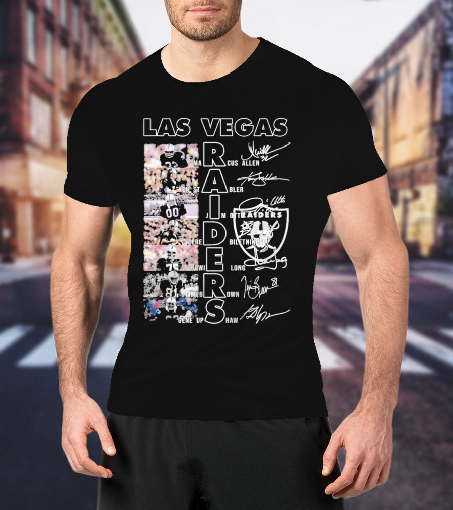 Las Vegas Raiders Marcus Allen Ken Stabler Fred Biletnikoff Howie Long Tim Brown Gene Upshaw Signature Football Legends T-Shirt
