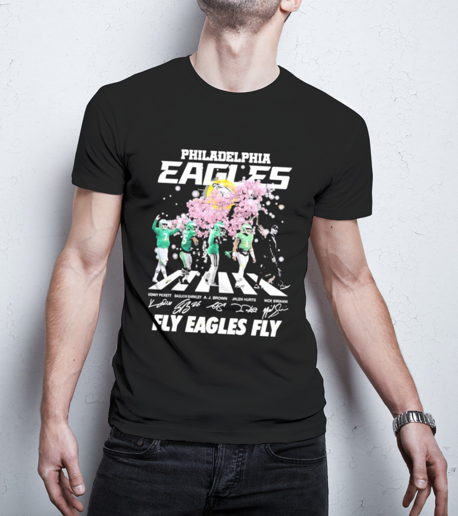 Philadelphia Eagles Fly Eagles Fly Kenny Pickett Saquon Barkley A.J. Brown Jalen Hurts Nick Sirianni Signatures T-Shirt