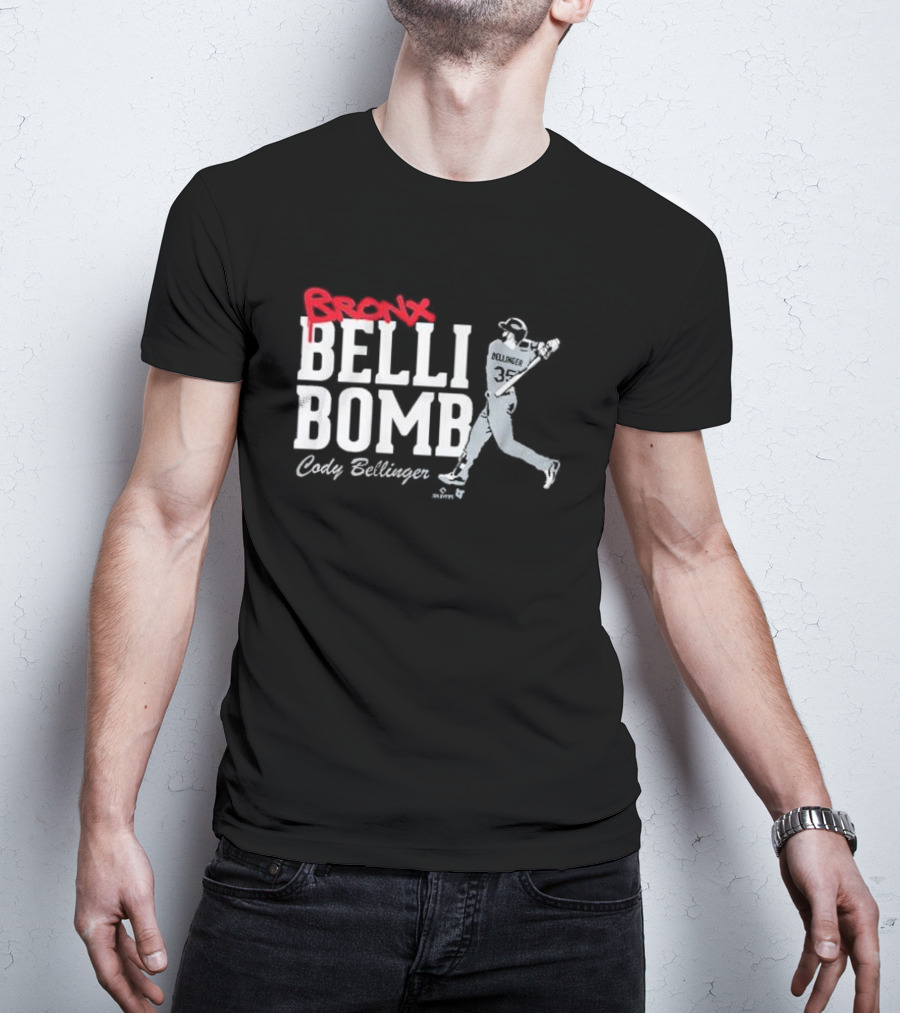 Cody Bellinger Bronx Belli-Bomb Baseball Swing T-Shirt