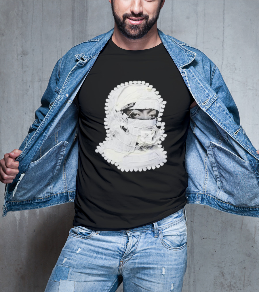 Noissey High Quality Functional Print Pull Over White Masked Figure T-Shirt