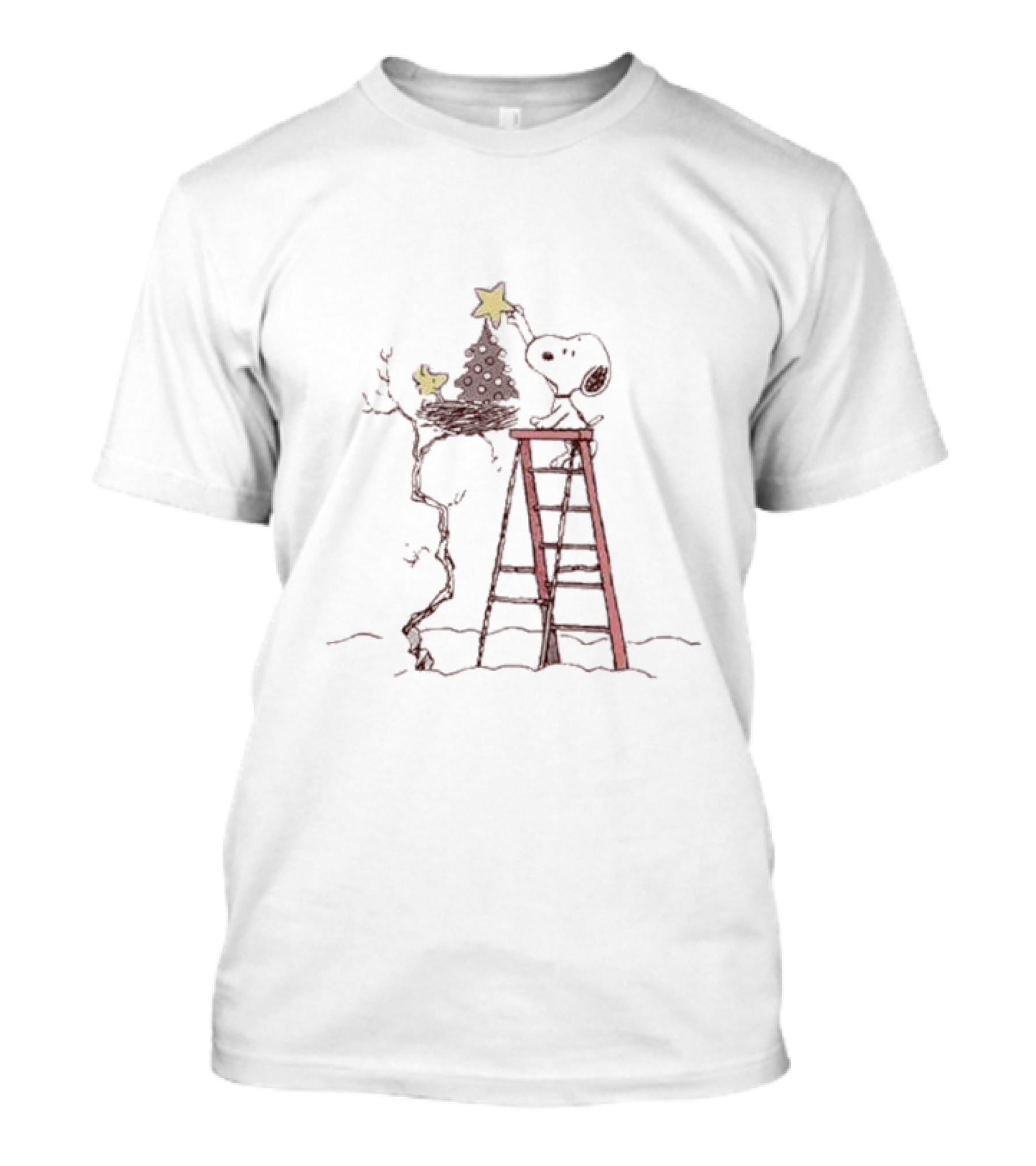 Charlie Brown Snoopy Christmas Tree Decorating Scene T-Shirt
