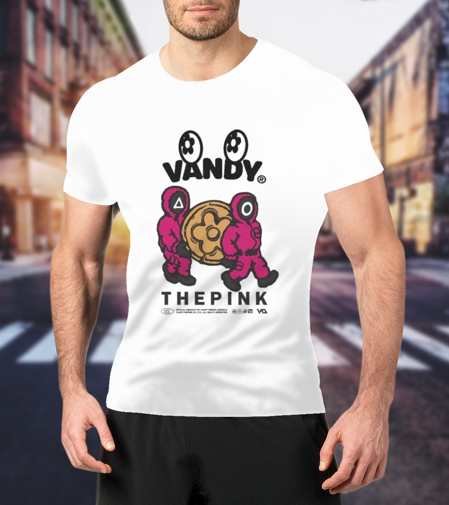 Squid Game X Vandythepink Soldiers Vandy The Pink Collaboration Featuring Iconic Candy T-Shirt