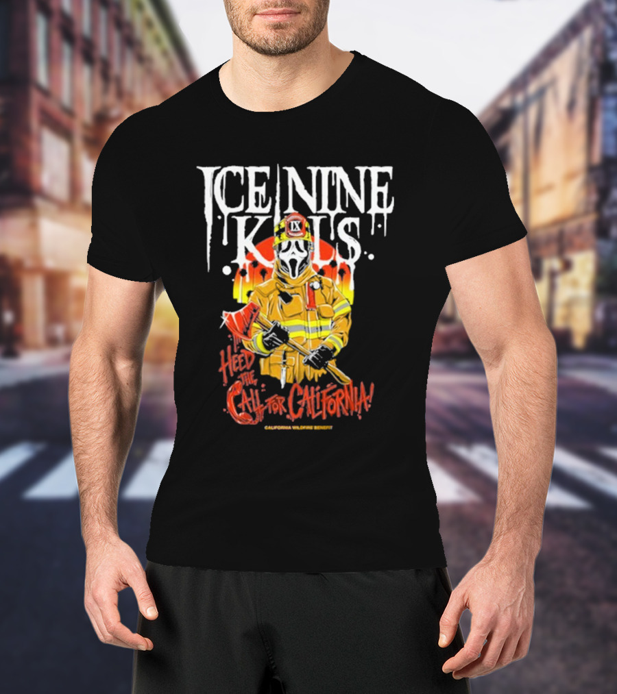 Ice Nine Kills Heed The Call For California Wildfire Benefit Scary Firefighter T-Shirt