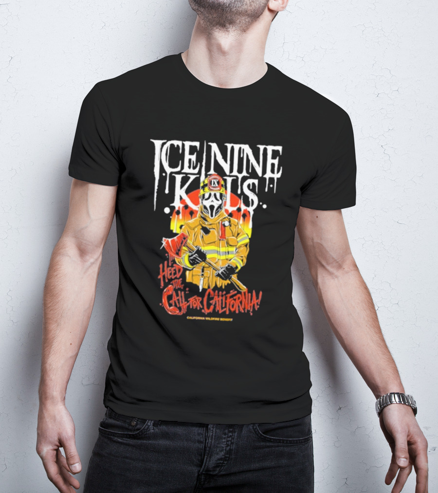 Ice Nine Kills Heed The Call For California Wildfire Benefit Scary Firefighter T-Shirt
