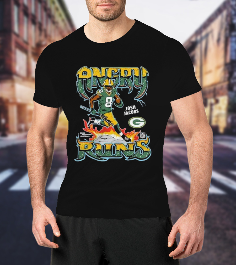 Josh Jacobs Angry Runs Green Bay Packers NFL Football T-Shirt