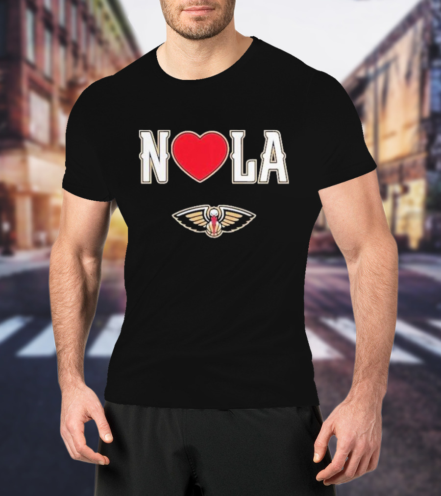 New Orleans Pelicans Heart NOLA Love With Pelicans T-Shirt