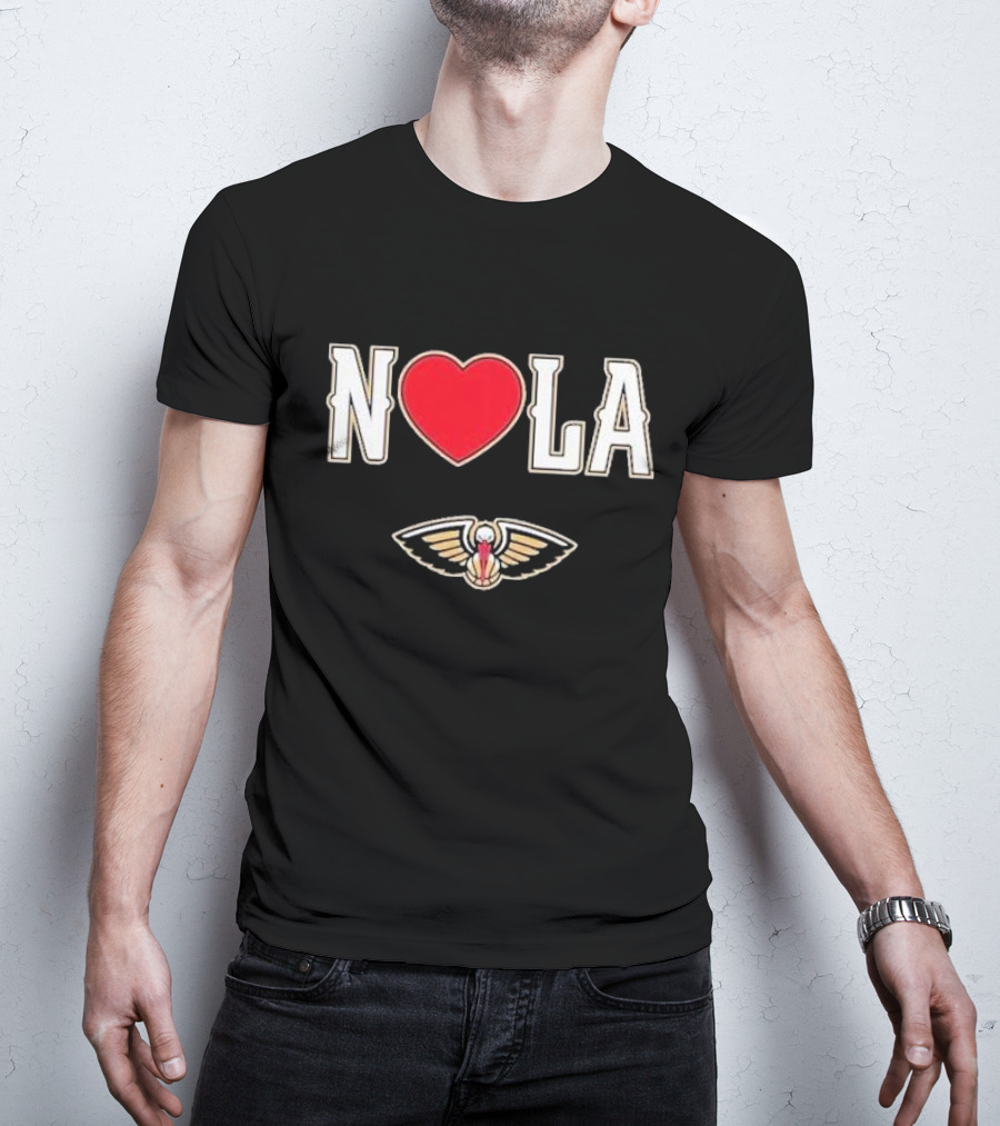 New Orleans Pelicans Heart NOLA Love With Pelicans T-Shirt