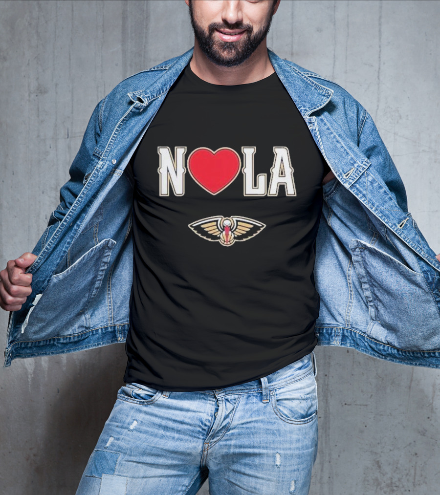 New Orleans Pelicans Heart NOLA Love With Pelicans T-Shirt