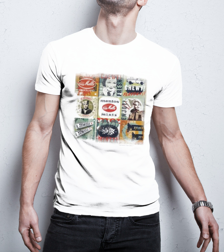 Van Melle Mentos Fresh Minty Chewy Flavours Collage Enjoy Holland Mints T-Shirt