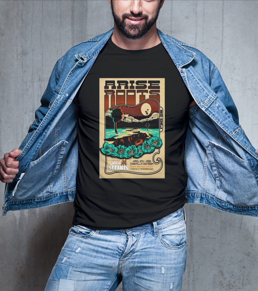 Arise Roots Tour Constellation Room Santa Ana April 8 2025 With Nick Sefakis T-Shirt