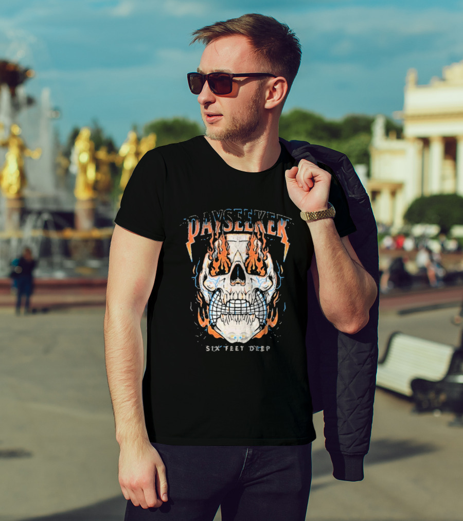 Dayseeker Six Feet Deep Flaming Skull T-Shirt
