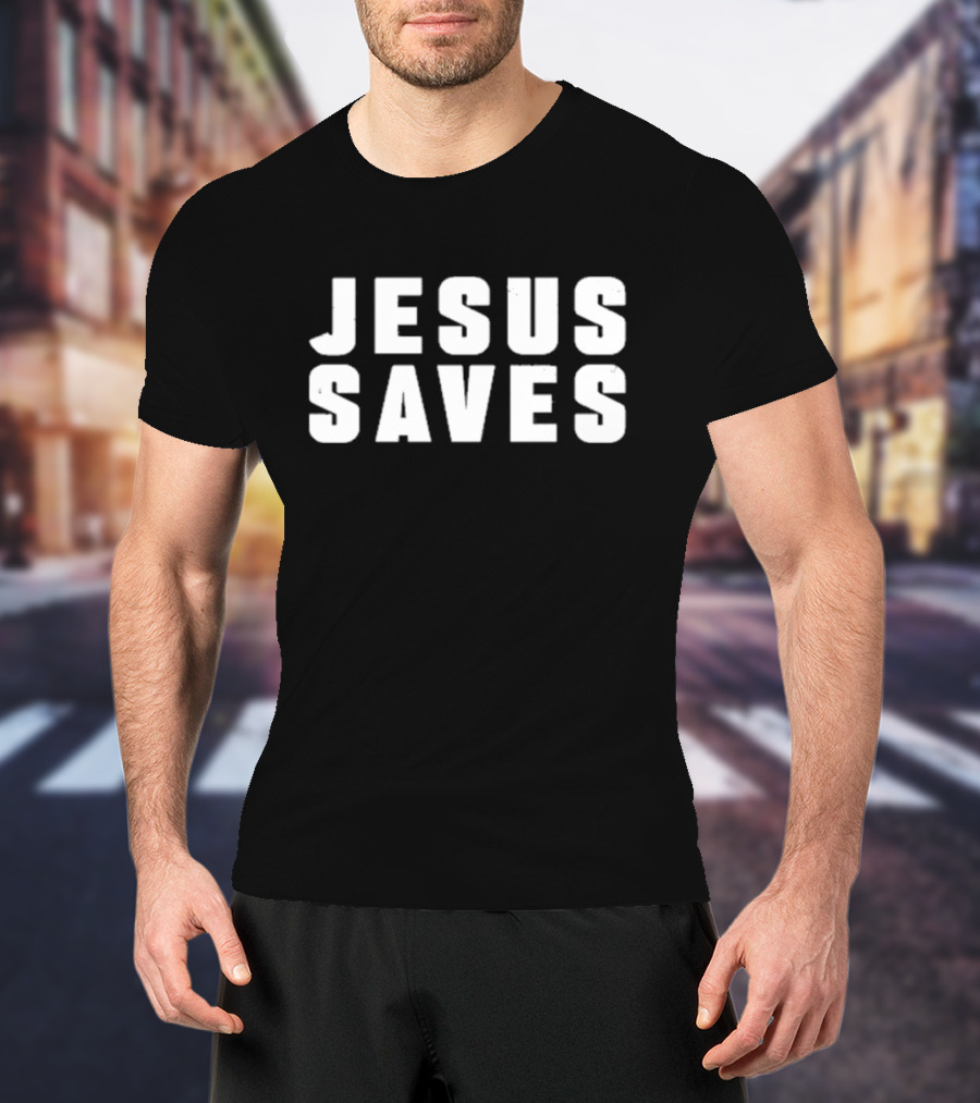 Kyrie Irving Jesus Saves Bold Lettering T-Shirt