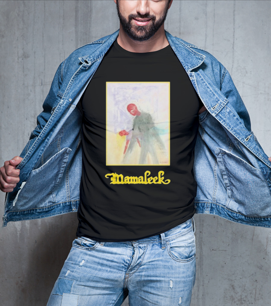 Mamaleek Primo Sonno Abstract Figure With Red Face And Yellow Border T-Shirt