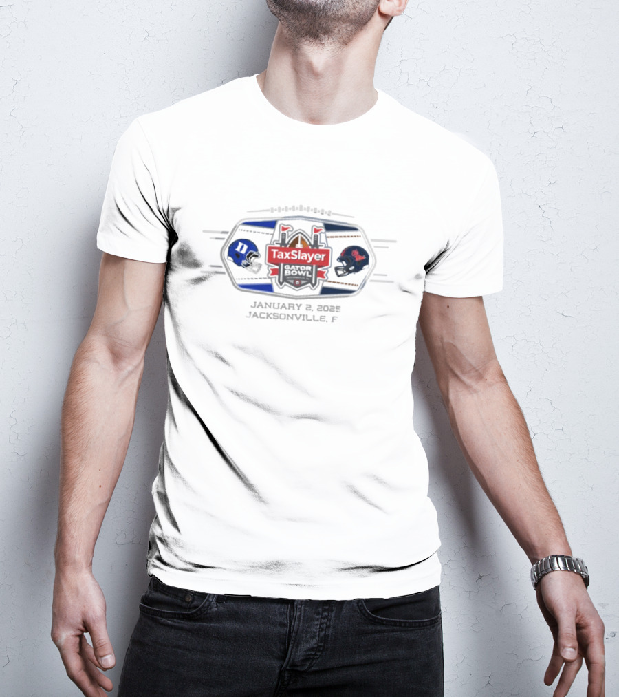 Ole Miss Rebels Vs Duke Blue Devils TaxSlayer Gator Bowl January 2, 2025 Jacksonville FL Helmets T-Shirt