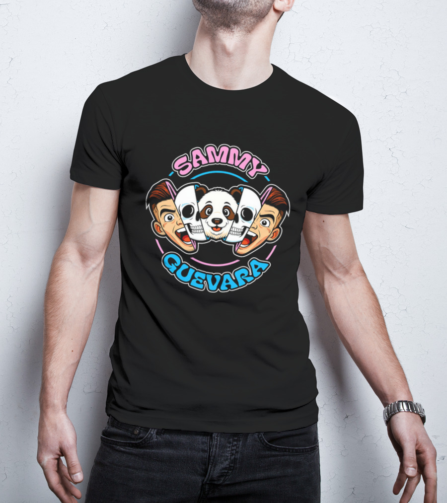 SAMMY GUEVARA PANDA POWER WRESTLER CARTOON FACES T-Shirt