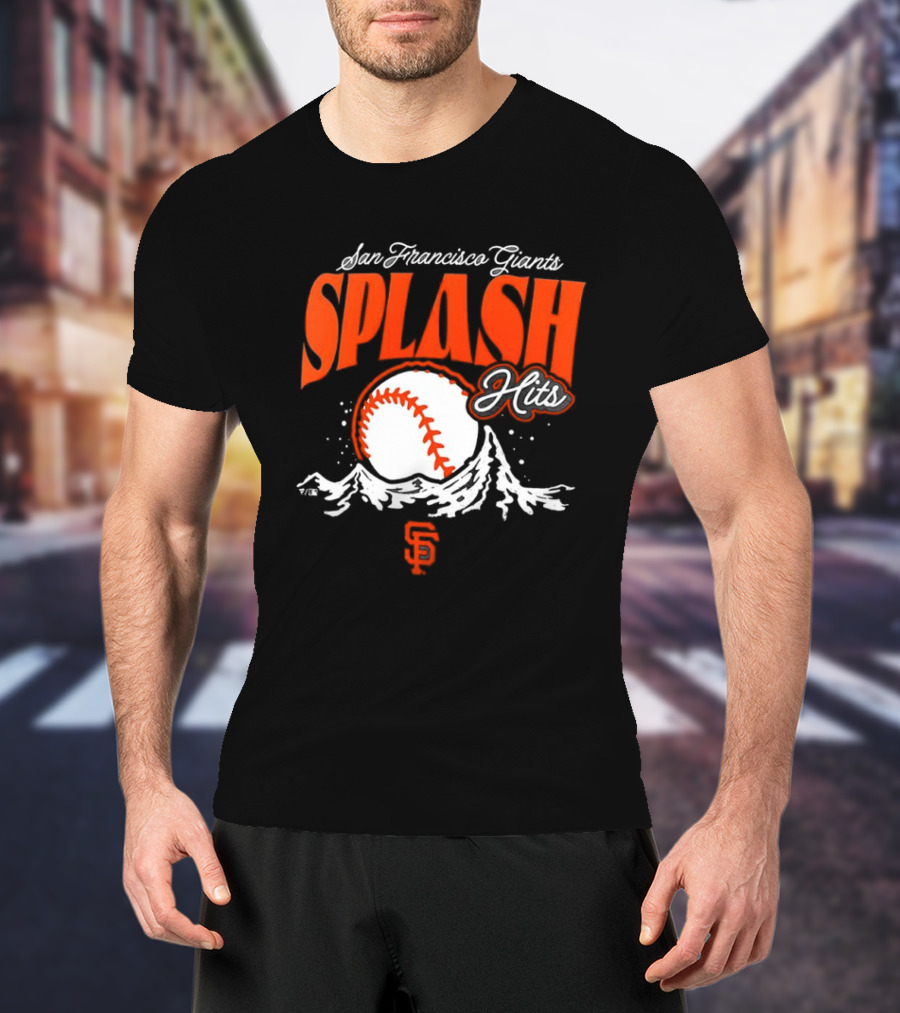 San Francisco Giants Splash Hits Baseball Waves And Number 9 T-Shirt