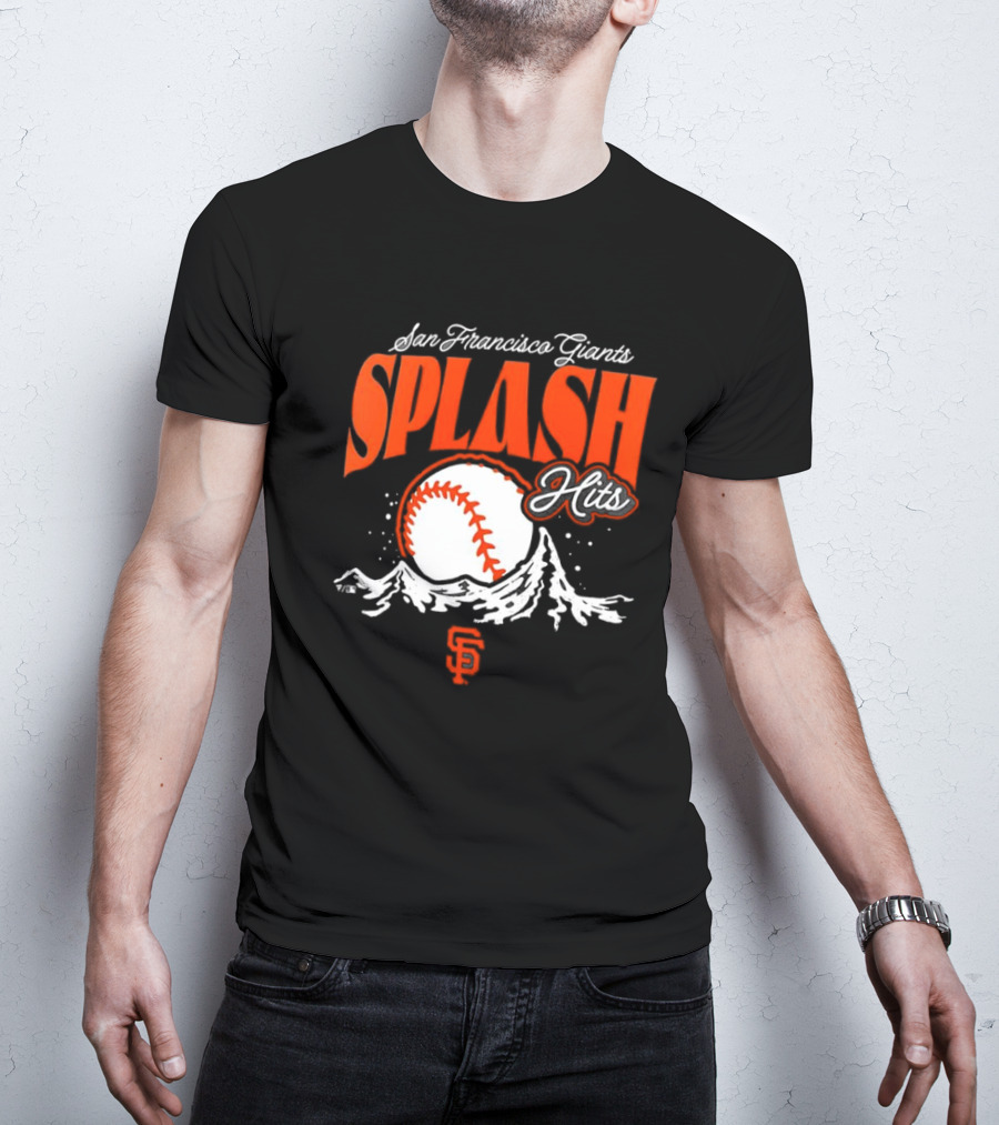 San Francisco Giants Splash Hits Baseball Waves And Number 9 T-Shirt