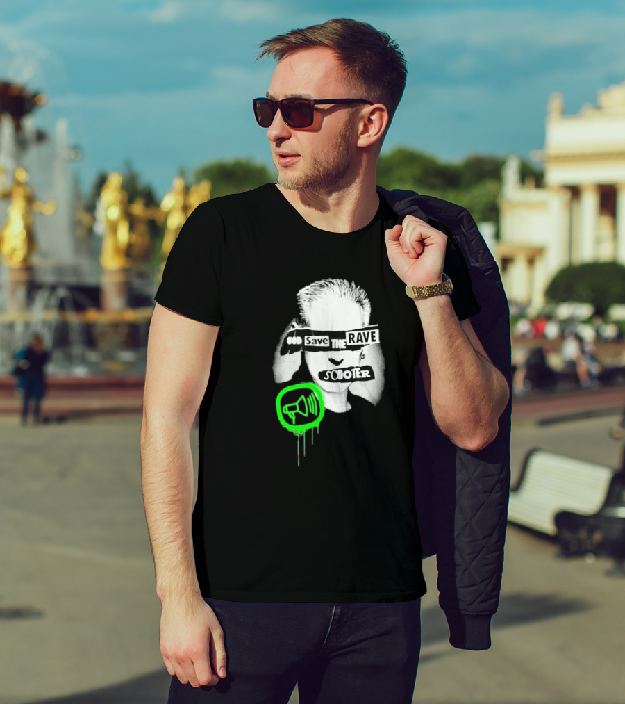 Scooter God Save The Rave Speaker Icon Bold Design T-Shirt