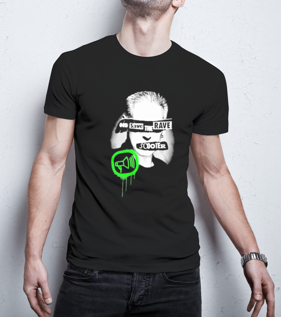 Scooter God Save The Rave Speaker Icon Bold Design T-Shirt