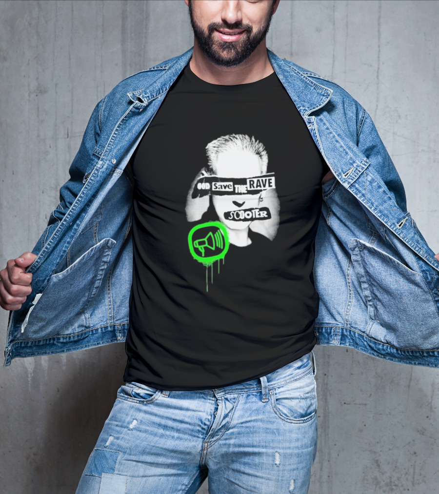 Scooter God Save The Rave Speaker Icon Bold Design T-Shirt