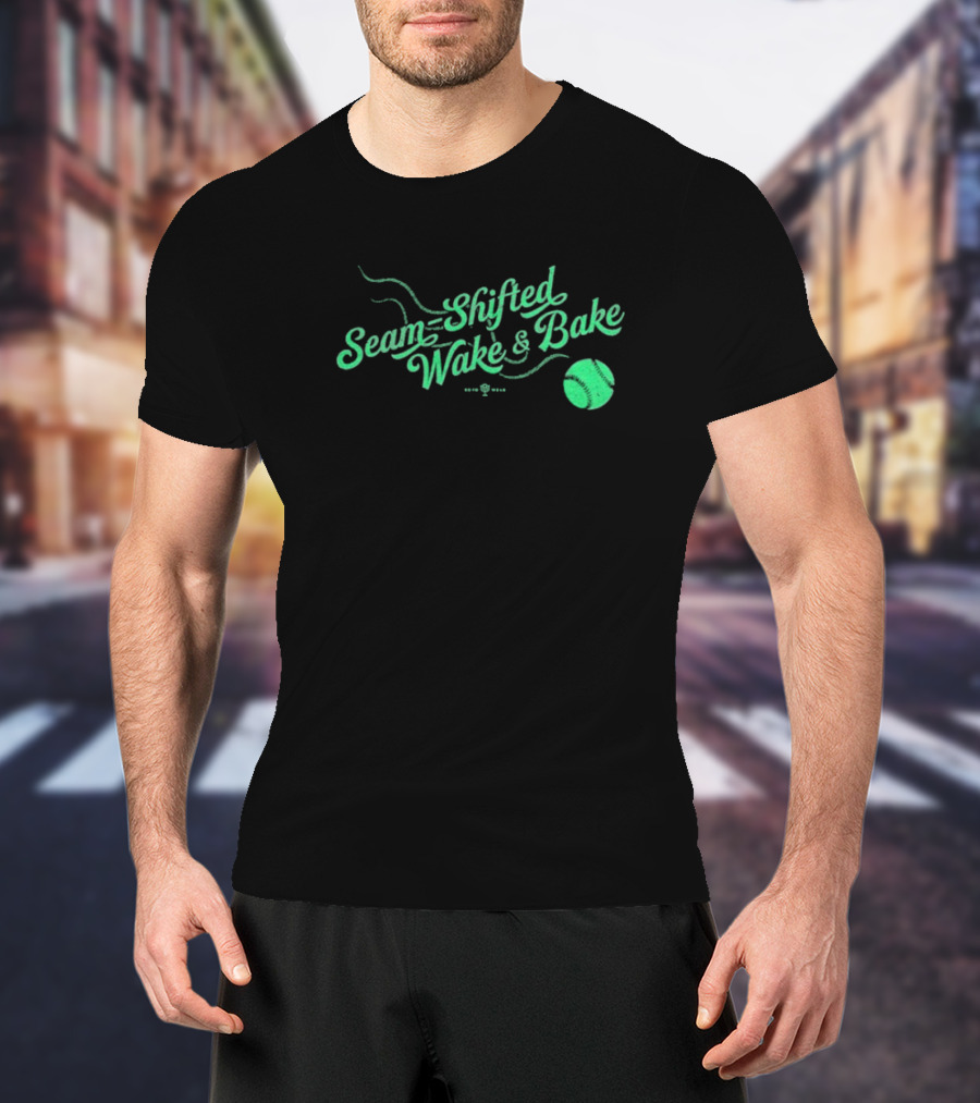 Seam-Shifted Wake And Bake Baseball Concept T-Shirt