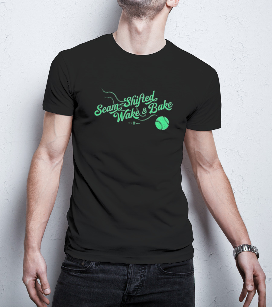 Seam-Shifted Wake And Bake Baseball Concept T-Shirt