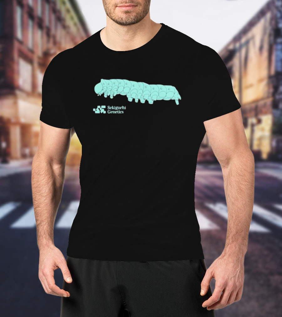 Sekiguchi Genetics Cartoon Caterpillar Image T-Shirt