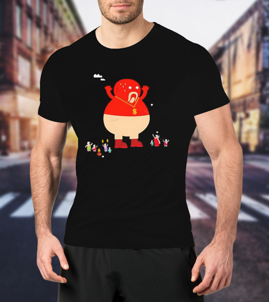 Simon Oxley Neanderfools Giant Red Character Dollar Necklace T-Shirt