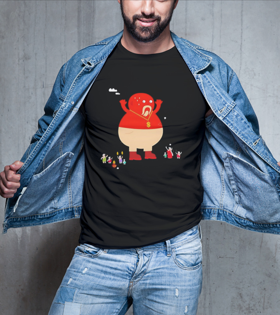 Simon Oxley Neanderfools Giant Red Character Dollar Necklace T-Shirt
