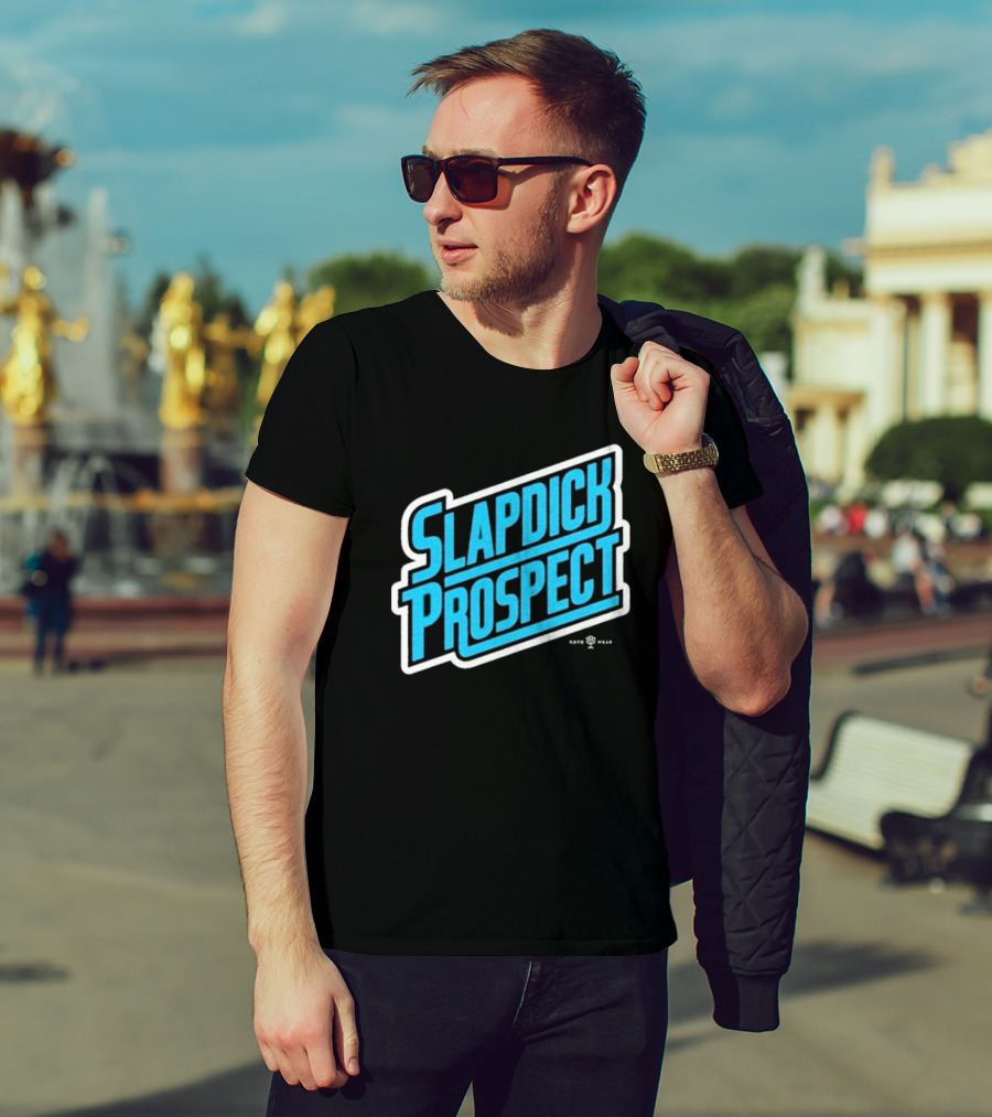 Slapdick Prospect Blue Bold Text T-Shirt
