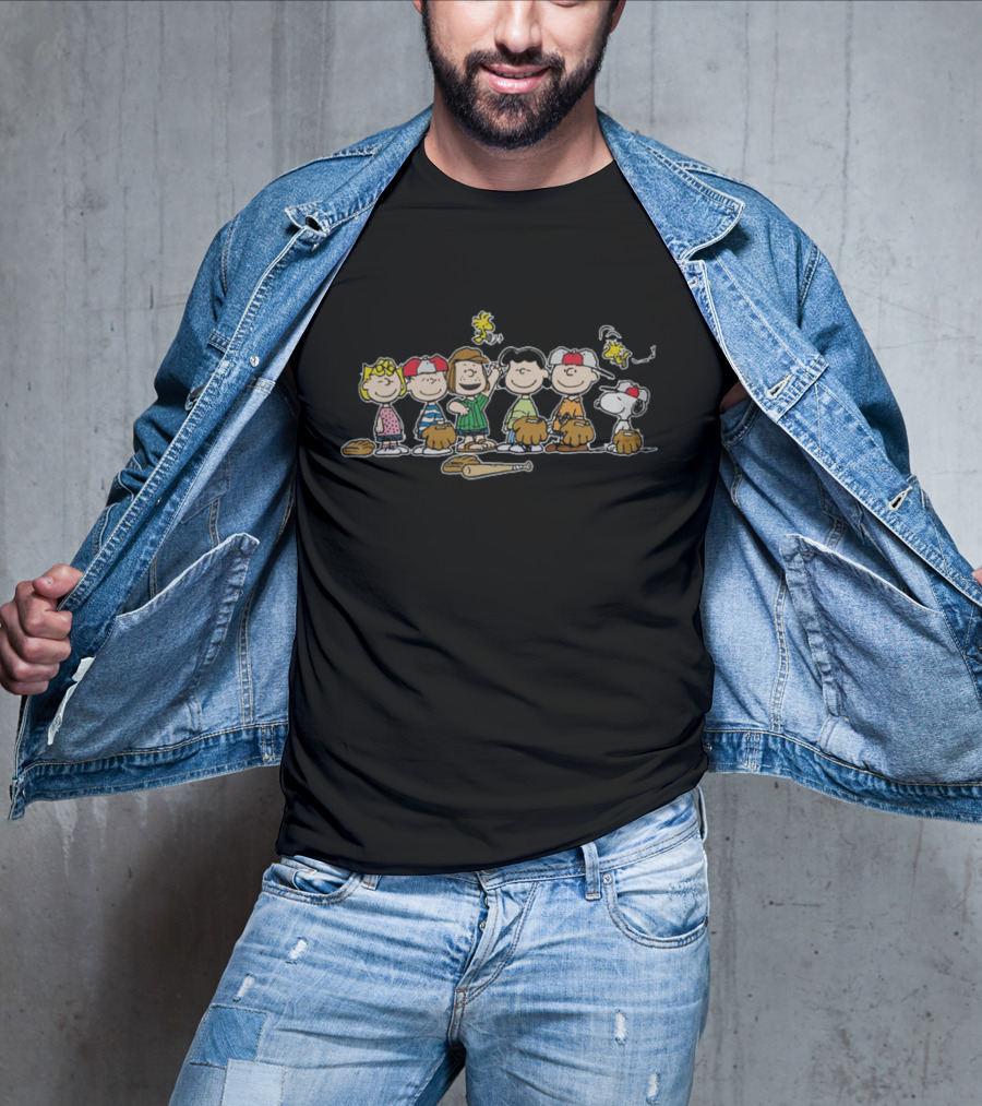 Peanuts Baseball Team With Snoopy And Woodstock T-Shirt