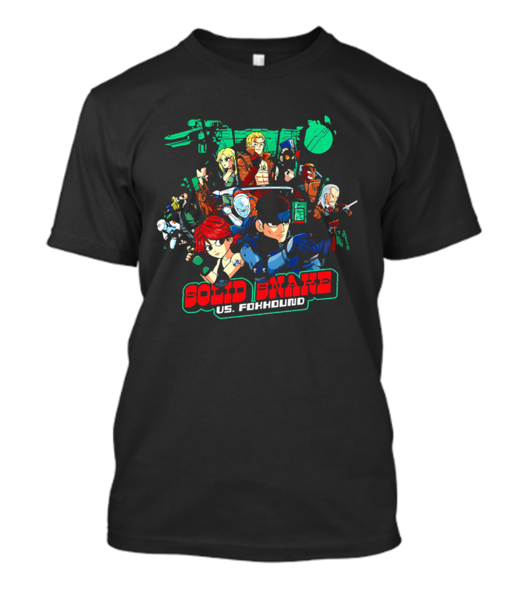 Solid Snake Vs Foxhound Cartoon Characters Comic Style Adventure T-Shirt
