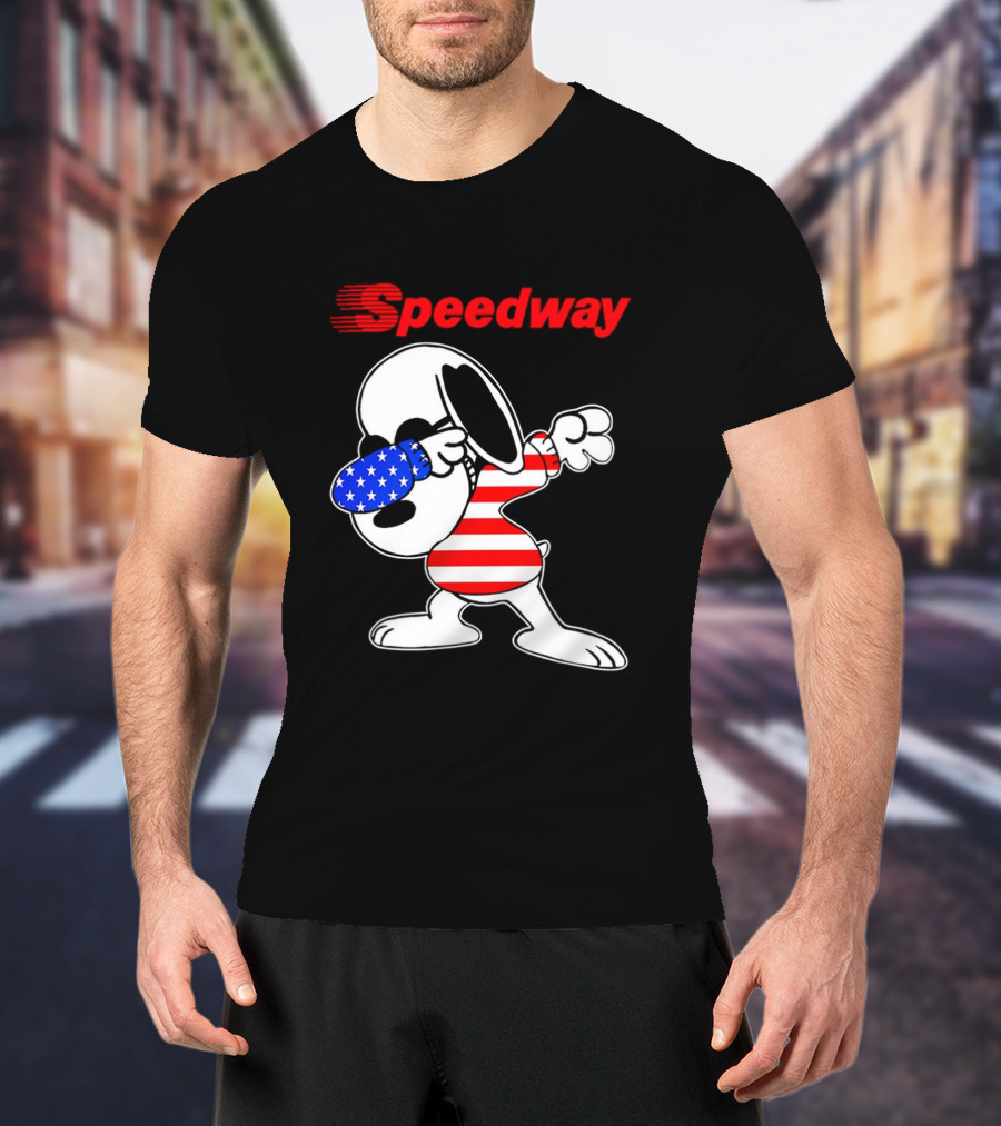 Speedway Snoopy Dabbing American Flag Outfit T-Shirt