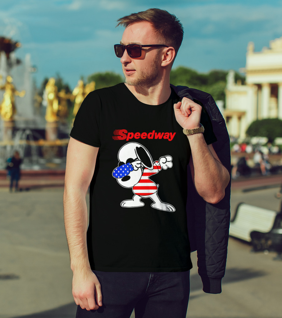 Speedway Snoopy Dabbing American Flag Outfit T-Shirt