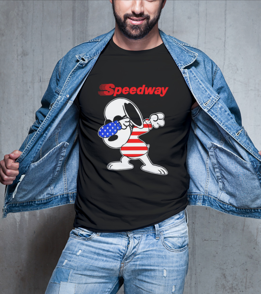 Speedway Snoopy Dabbing American Flag Outfit T-Shirt