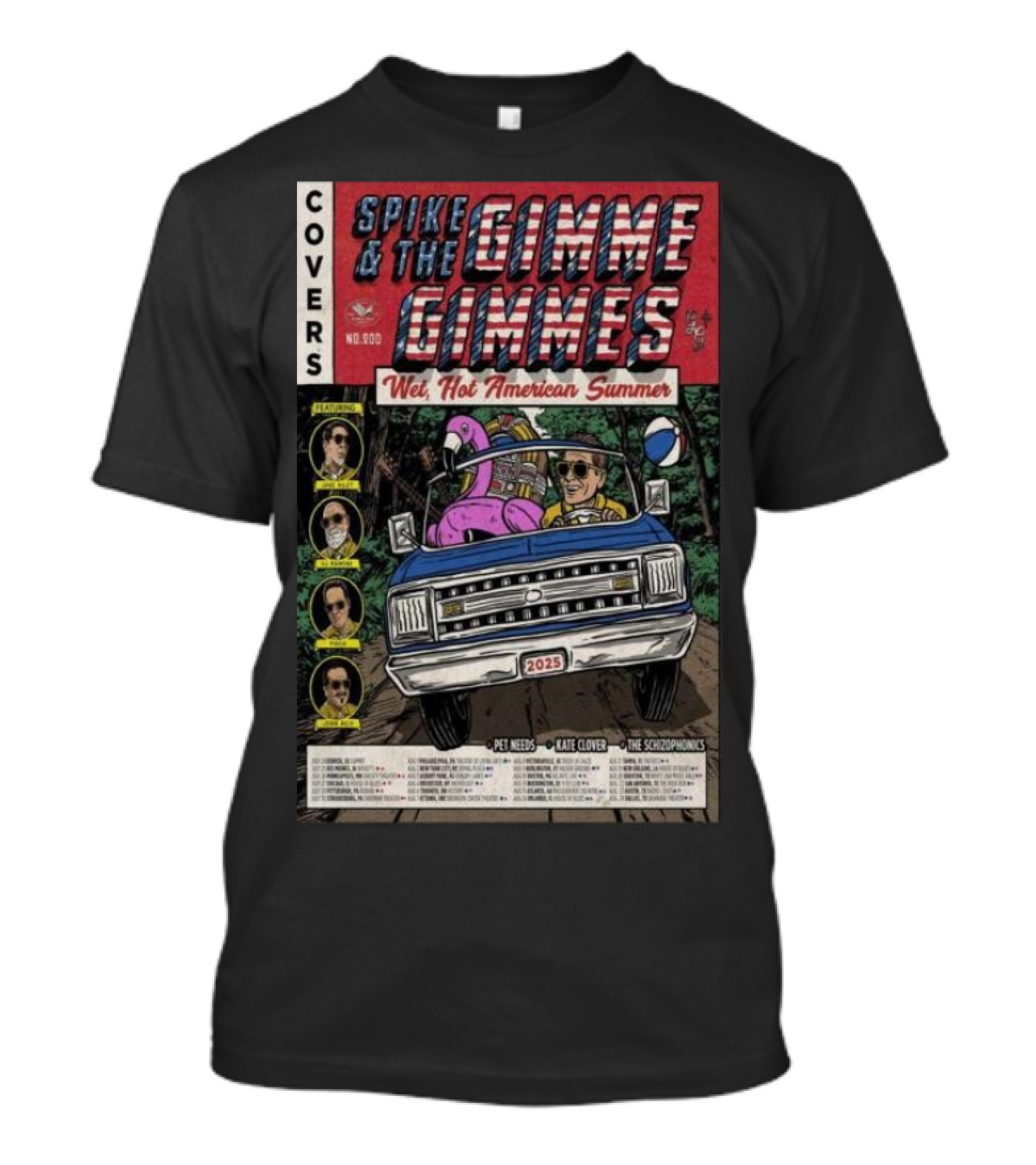 Spike And The Gimme Gimmes Wet Hot American Summer Tour 2025 Covers Featuring Pet Needs Kate Clover The Schizophonics T-Shirt
