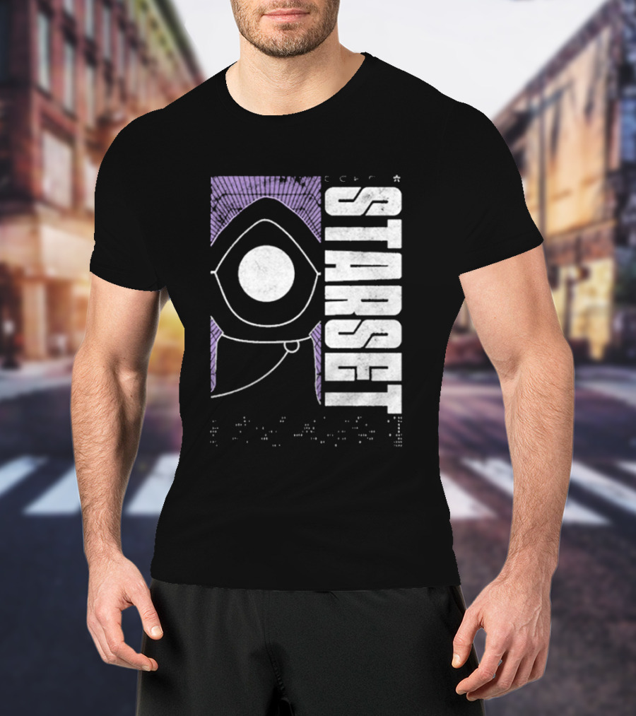 Starset Echo Purple Hooded Figure Bold White Text T-Shirt