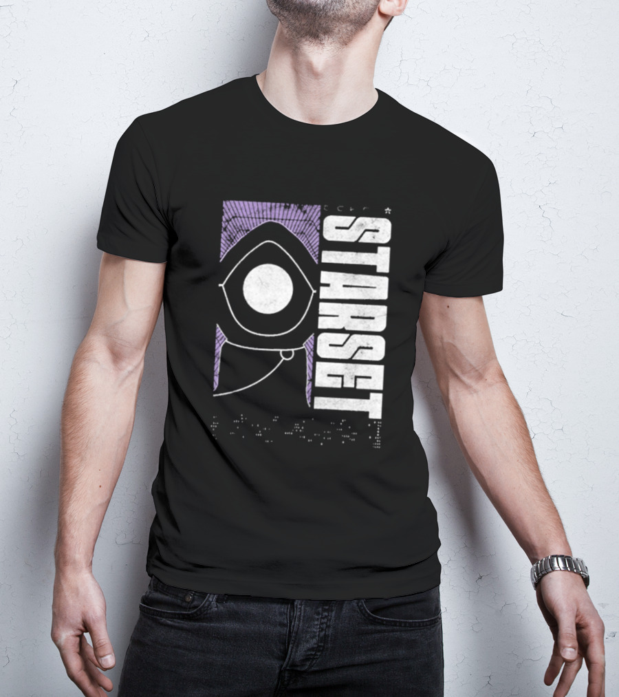 Starset Echo Purple Hooded Figure Bold White Text T-Shirt