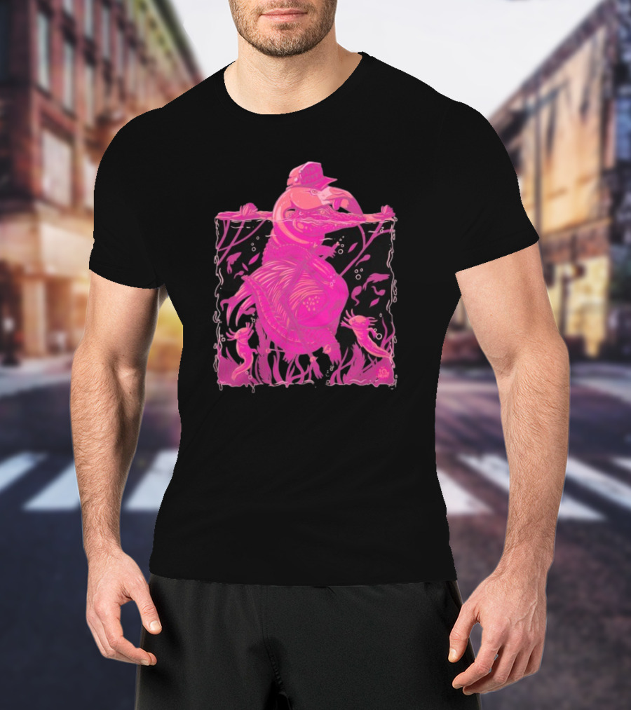 Ten Hundred Clever Girl Pink Dinosaur With Hat Underwater Artwork T-Shirt