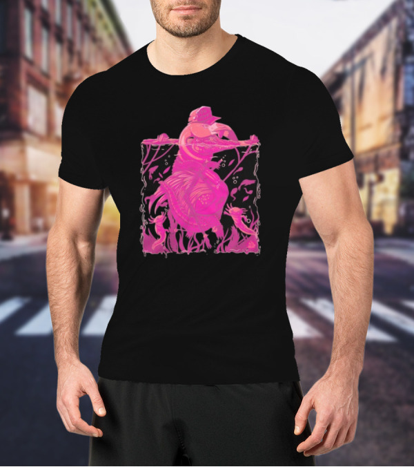 Ten Hundred Clever Girl Pink Dinosaur With Hat Underwater Artwork T-Shirt