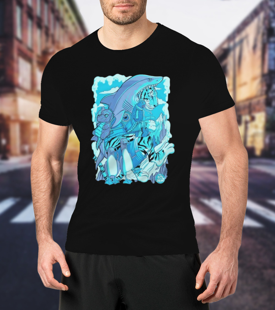 Ten Hundred Siberian Stroll Tiger Shark Creatures Penguins 10 Hun T-Shirt