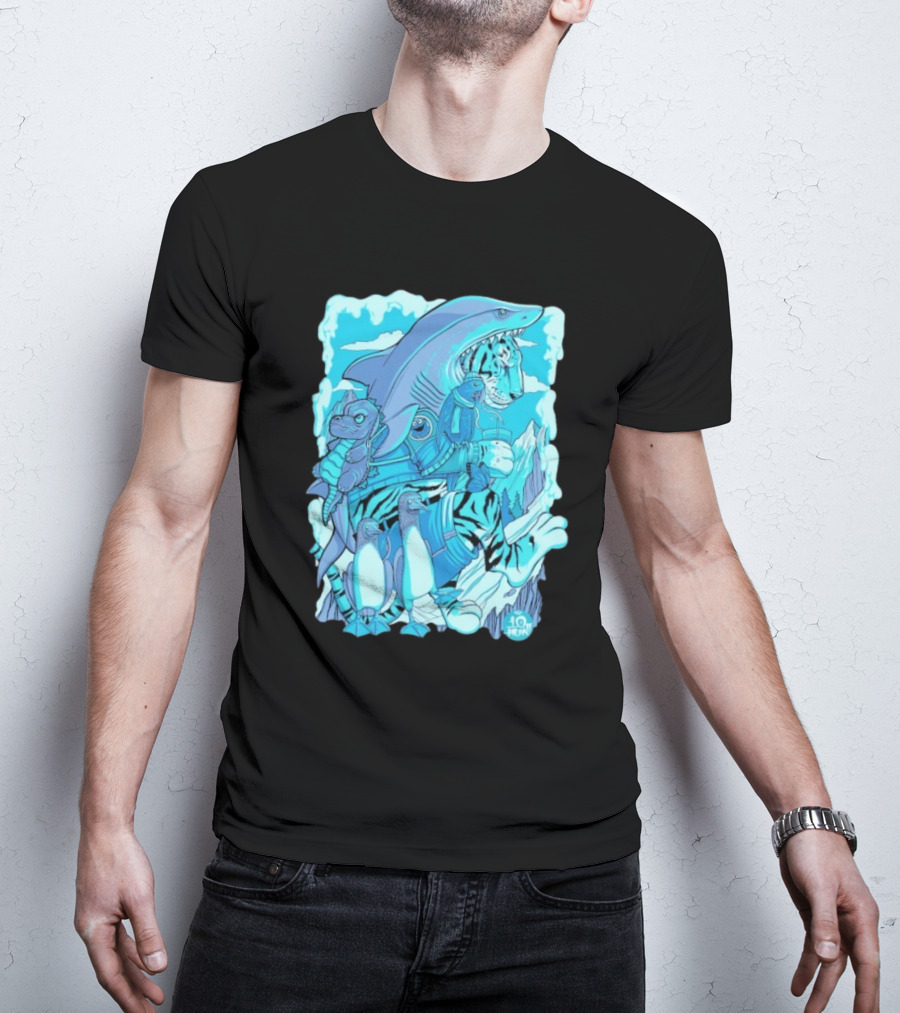 Ten Hundred Siberian Stroll Tiger Shark Creatures Penguins 10 Hun T-Shirt